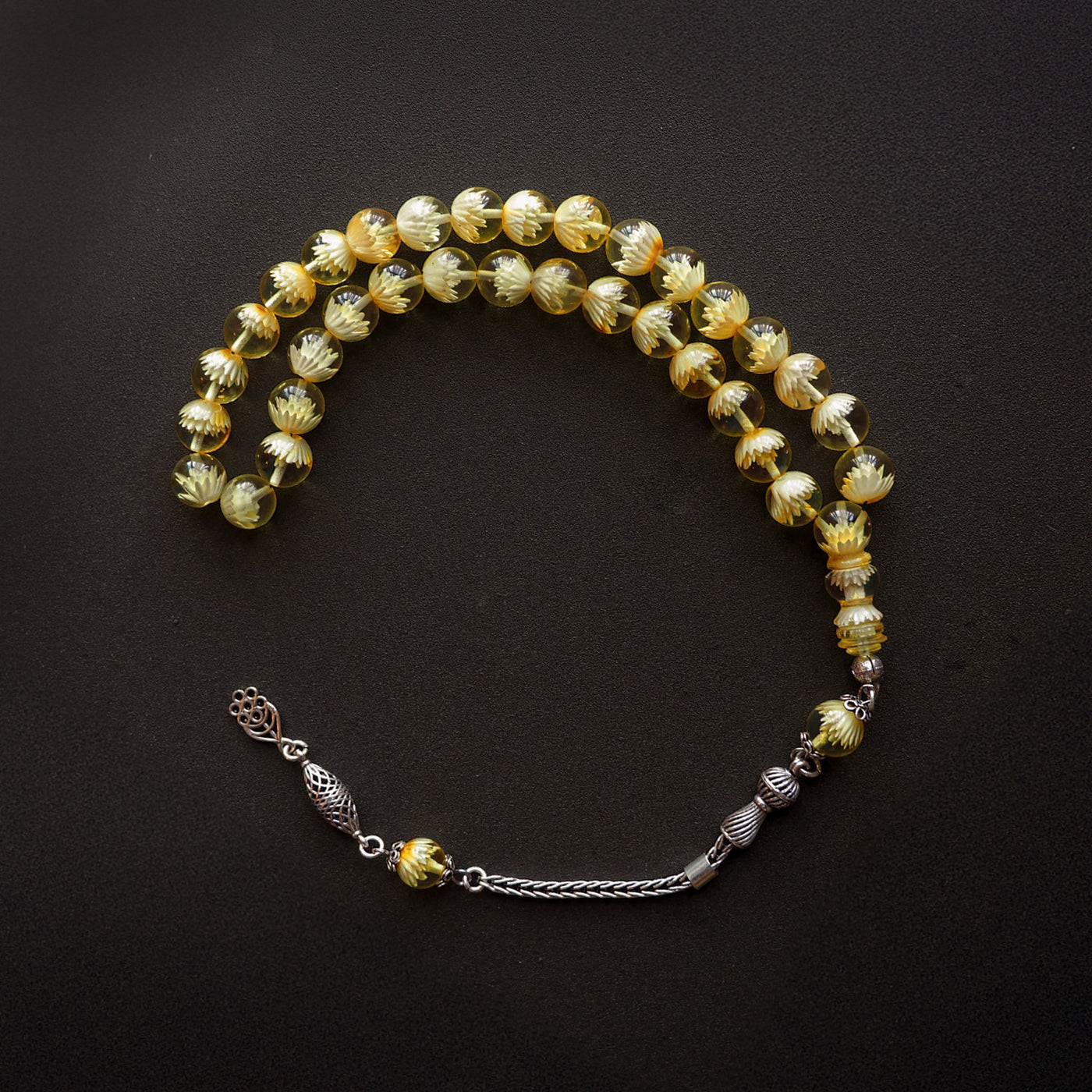 Raw Baltic Amber Tasbeeh – Single Piece with Reverse Carving – WATE055