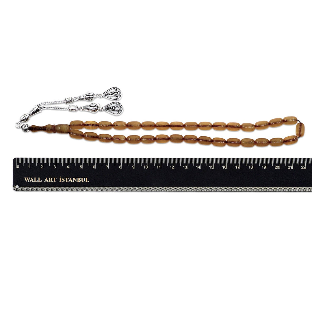 Capsule-Cut Fire Amber Tasbeeh with Tassel - WATD1072
