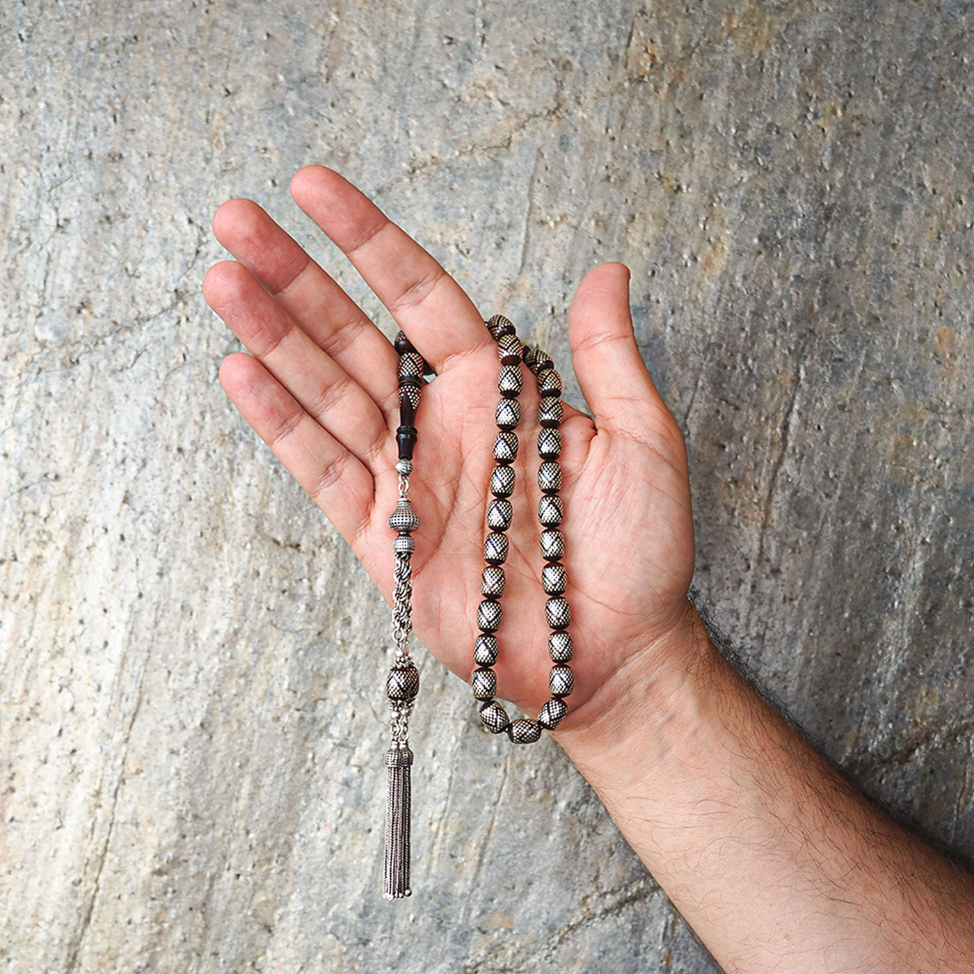 Silver-Embellished Kuka Tasbeeh – WATD077