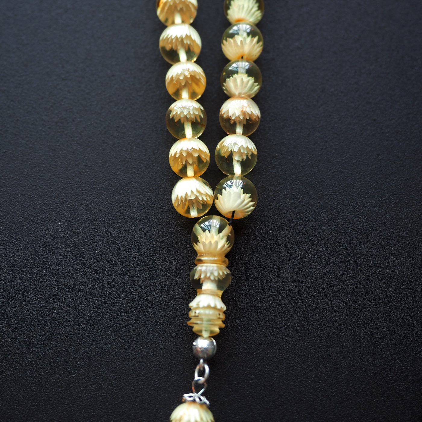 Raw Baltic Amber Tasbeeh – Single Piece with Reverse Carving – WATE055