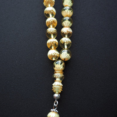 Raw Baltic Amber Tasbeeh – Single Piece with Reverse Carving – WATE055