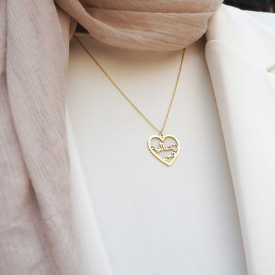 Heart Shaped Custom Name Silver Necklace - WAMT012