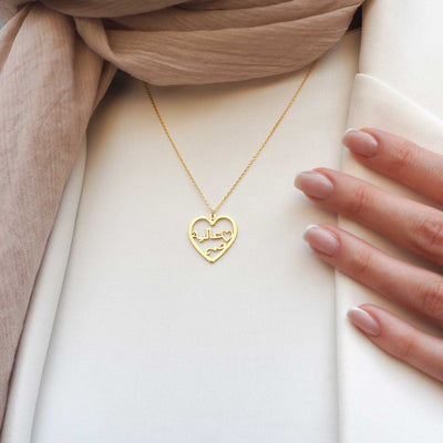Heart Shaped Custom Name Silver Necklace - WAMT012