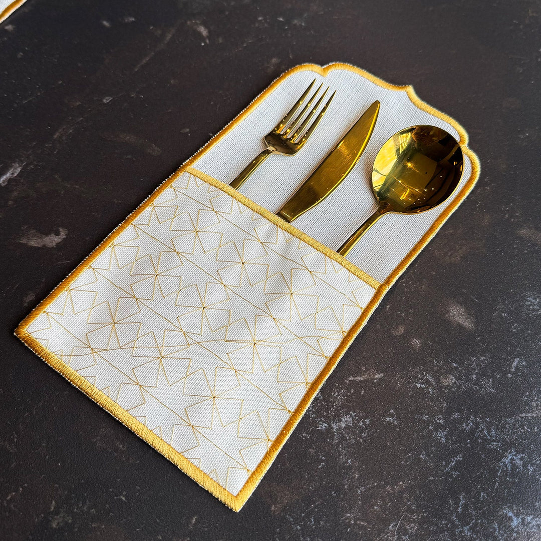 Handcrafted Luxury Gold Embroidered Table Setting Set (18 Pieces for 6) - WAS040