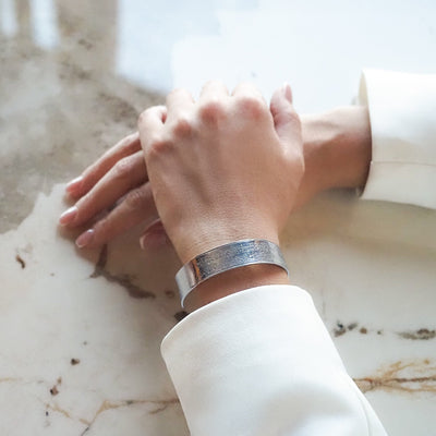 Ayatul Kursi Written Silver Cuff Bracelet - WAMT055