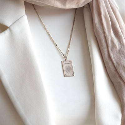 Ayatul Kursi Written Silver Necklace - WAMT065
