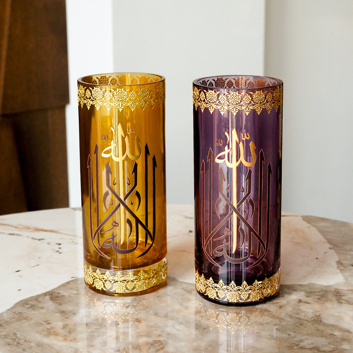 Binnur Decorative Glass Vase Amber - WAMC005