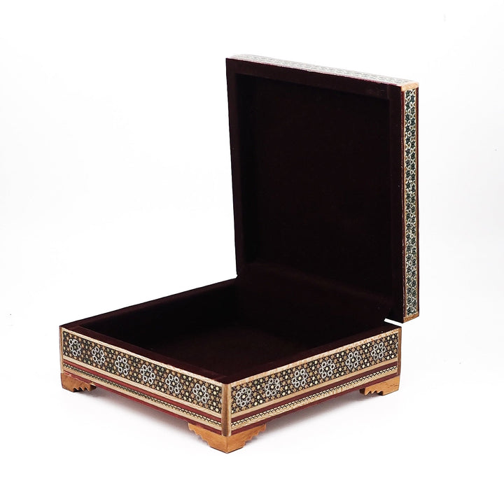 Traditional Motif | Handcrafted Hatem-Inlaid Square Wooden Box - WAAH111
