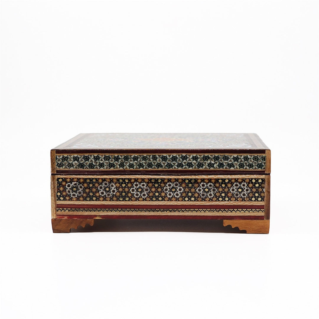 Traditional Motif | Handcrafted Hatem-Inlaid Square Wooden Box - WAAH110