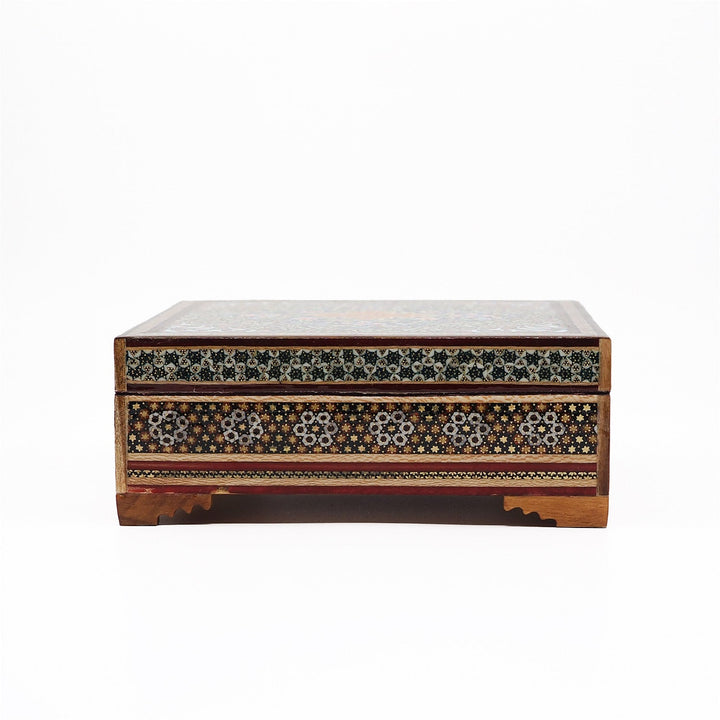 Traditional Motif | Handcrafted Hatem-Inlaid Square Wooden Box - WAAH111
