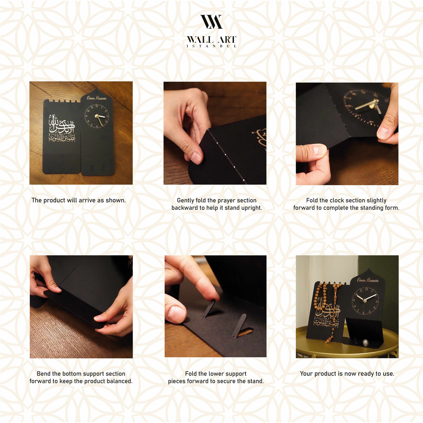 Zikr Time - Custom Metal Islamic Desk Clock - WAMH215