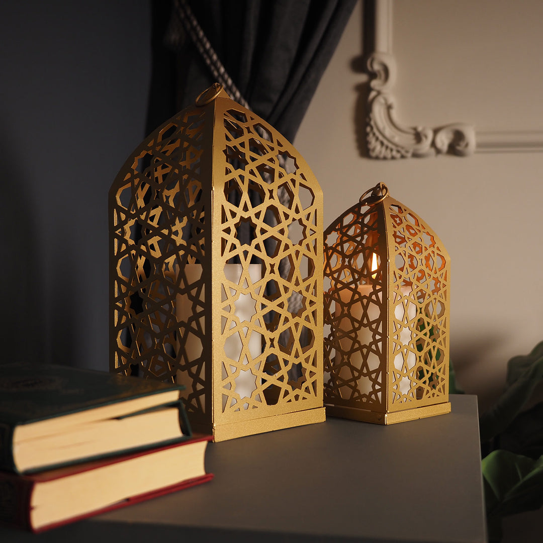 Islamic Table Decor - Metal Candle Holder Set of 2, ramadan mubarak, ramadan decor set, eid mubarak gifts, muslim home decor, arabic calligraphy, golden ramadan set, islamic decorations, decorative crescent, moon and star decor, ramadan table decor, ramadan celebration, traditional eid decor, Metal Islamic Candle Holder, Ramadan Decoration for Home, Muslim Gift, Ramadan Decor, Ramadan Gifts, Muslim Home Table Decor, Eid Decoration, Eid, Ramadan, Ramadan Decoration