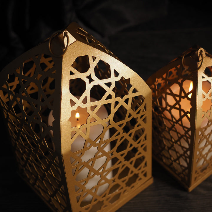 Islamic Table Decor - Metal Candle Holder Set of 2, ramadan mubarak, ramadan decor set, eid mubarak gifts, muslim home decor, arabic calligraphy, golden ramadan set, islamic decorations, decorative crescent, moon and star decor, ramadan table decor, ramadan celebration, traditional eid decor, Metal Islamic Candle Holder, Ramadan Decoration for Home, Muslim Gift, Ramadan Decor, Ramadan Gifts, Muslim Home Table Decor, Eid Decoration, Eid, Ramadan, Ramadan Decoration