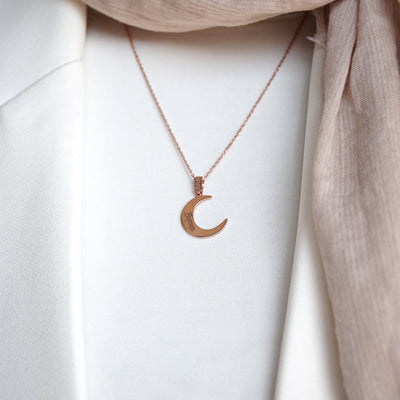 Custom Name Silver Necklace with Crescent - WAMT062