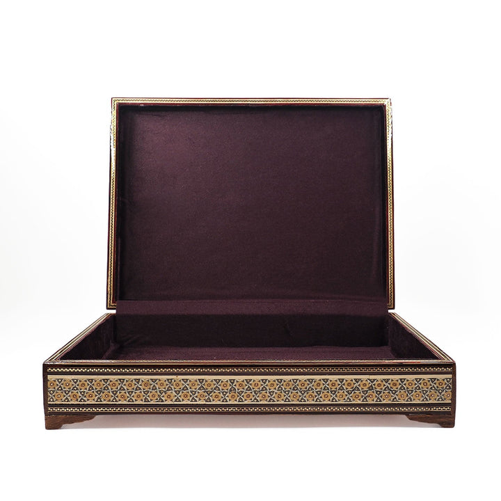 Al Aqsa Mosque Handcrafted Hatem-Inlaid Wooden Box - WAAH227