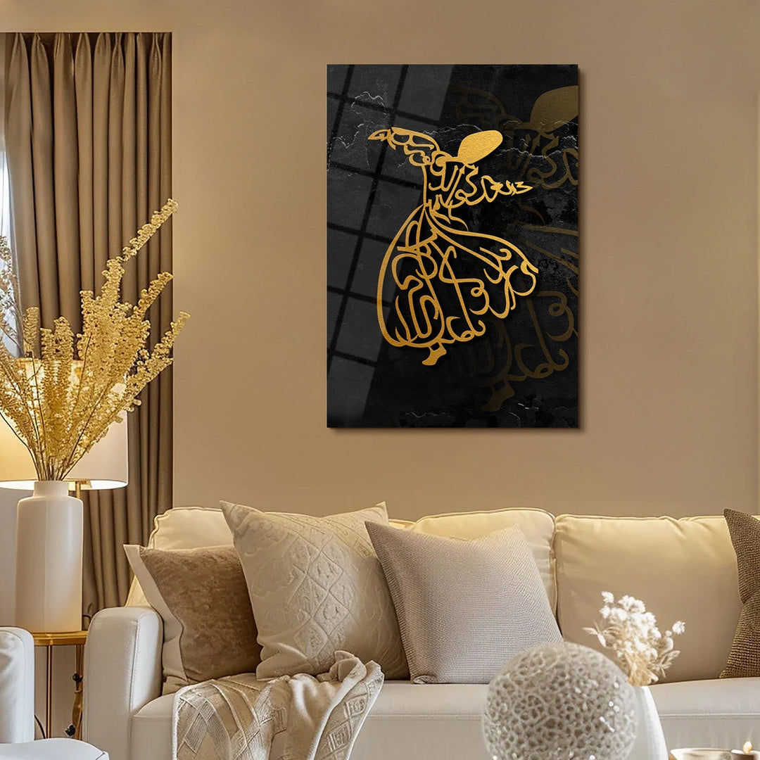 Whirling Dervish Glass Islamic Wall Art - WTC072