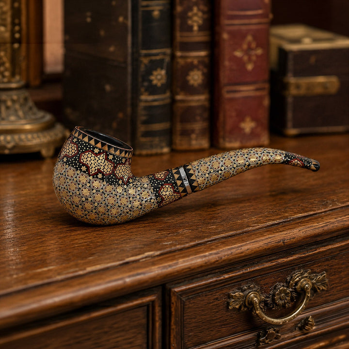 Persian Hand-Embellished Wooden Collectible Pipe - WAAH023