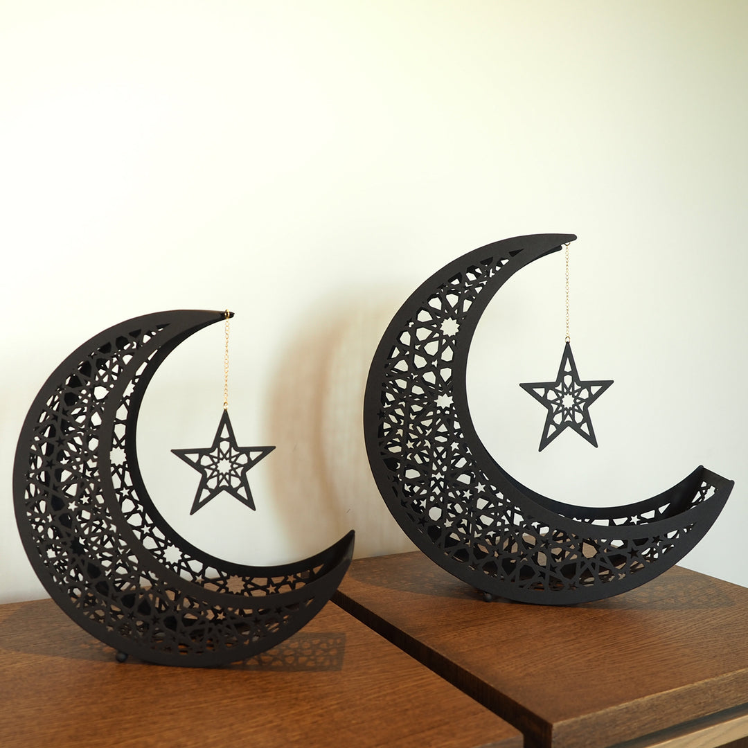 Crescent Moon Metal Islamic Decor Set of 2, ramadan mubarak, ramadan decor set, eid mubarak gifts, muslim home decor, arabic calligraphy, golden ramadan set, islamic decorations, decorative crescent, moon and star decor, ramadan table decor, ramadan celebration, traditional eid decor, Metal Islamic Candle Holder, Ramadan Decoration for Home, Muslim Gift, Ramadan Decor, Ramadan Gifts, Muslim Home Table Decor, Eid Decoration, Eid, Ramadan, Ramadan Decoration
