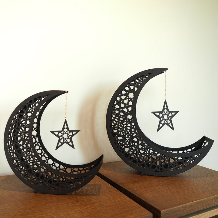 Crescent Moon Metal Islamic Decor Set of 2, ramadan mubarak, ramadan decor set, eid mubarak gifts, muslim home decor, arabic calligraphy, golden ramadan set, islamic decorations, decorative crescent, moon and star decor, ramadan table decor, ramadan celebration, traditional eid decor, Metal Islamic Candle Holder, Ramadan Decoration for Home, Muslim Gift, Ramadan Decor, Ramadan Gifts, Muslim Home Table Decor, Eid Decoration, Eid, Ramadan, Ramadan Decoration