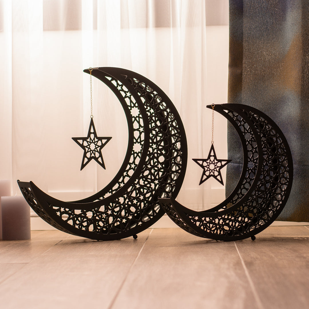 Crescent Moon Metal Islamic Decor Set of 2, ramadan mubarak, ramadan decor set, eid mubarak gifts, muslim home decor, arabic calligraphy, golden ramadan set, islamic decorations, decorative crescent, moon and star decor, ramadan table decor, ramadan celebration, traditional eid decor, Metal Islamic Candle Holder, Ramadan Decoration for Home, Muslim Gift, Ramadan Decor, Ramadan Gifts, Muslim Home Table Decor, Eid Decoration, Eid, Ramadan, Ramadan Decoration