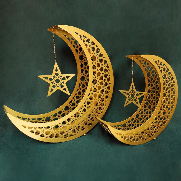 Crescent Moon Metal Islamic Decor Set of 2, ramadan mubarak, ramadan decor set, eid mubarak gifts, muslim home decor, arabic calligraphy, golden ramadan set, islamic decorations, decorative crescent, moon and star decor, ramadan table decor, ramadan celebration, traditional eid decor, Metal Islamic Candle Holder, Ramadan Decoration for Home, Muslim Gift, Ramadan Decor, Ramadan Gifts, Muslim Home Table Decor, Eid Decoration, Eid, Ramadan, Ramadan Decoration