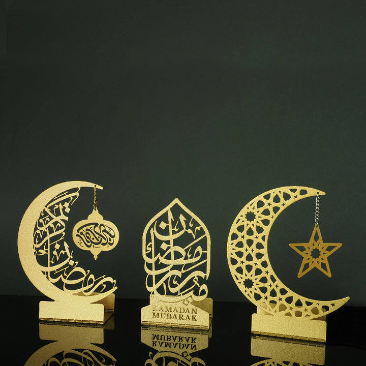 ramadan mubarak, ramadan decor set, eid mubarak gifts, muslim home decor, arabic calligraphy, golden ramadan set, islamic decorations, decorative crescent, moon and star decor, ramadan table decor, ramadan celebration, traditional eid decor, Metal Islamic Candle Holder, Ramadan Decoration for Home, Muslim Gift, Ramadan Decor, Ramadan Gifts, Muslim Home Table Decor, Eid Decoration, Eid, Ramadan, Rmadan Decoration