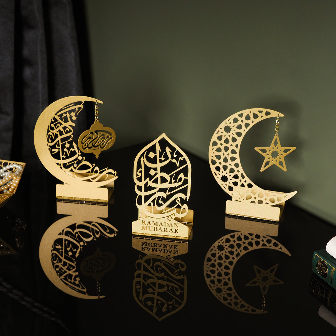 ramadan mubarak, ramadan decor set, eid mubarak gifts, muslim home decor, arabic calligraphy, golden ramadan set, islamic decorations, decorative crescent, moon and star decor, ramadan table decor, ramadan celebration, traditional eid decor, Metal Islamic Candle Holder, Ramadan Decoration for Home, Muslim Gift, Ramadan Decor, Ramadan Gifts, Muslim Home Table Decor, Eid Decoration, Eid, Ramadan, Rmadan Decoration