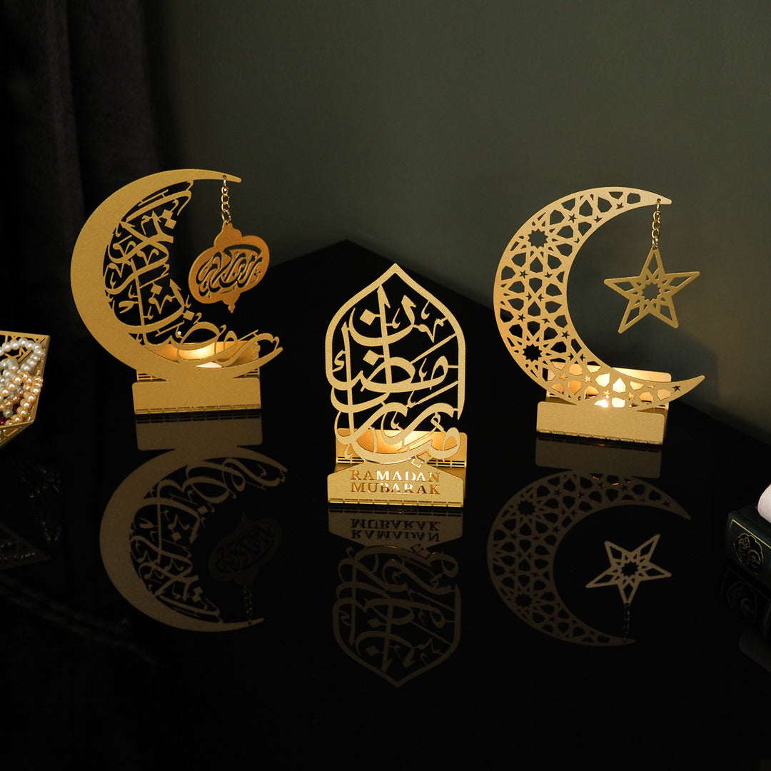 ramadan mubarak, ramadan decor set, eid mubarak gifts, muslim home decor, arabic calligraphy, golden ramadan set, islamic decorations, decorative crescent, moon and star decor, ramadan table decor, ramadan celebration, traditional eid decor, Metal Islamic Candle Holder, Ramadan Decoration for Home, Muslim Gift, Ramadan Decor, Ramadan Gifts, Muslim Home Table Decor, Eid Decoration, Eid, Ramadan, Rmadan Decoration