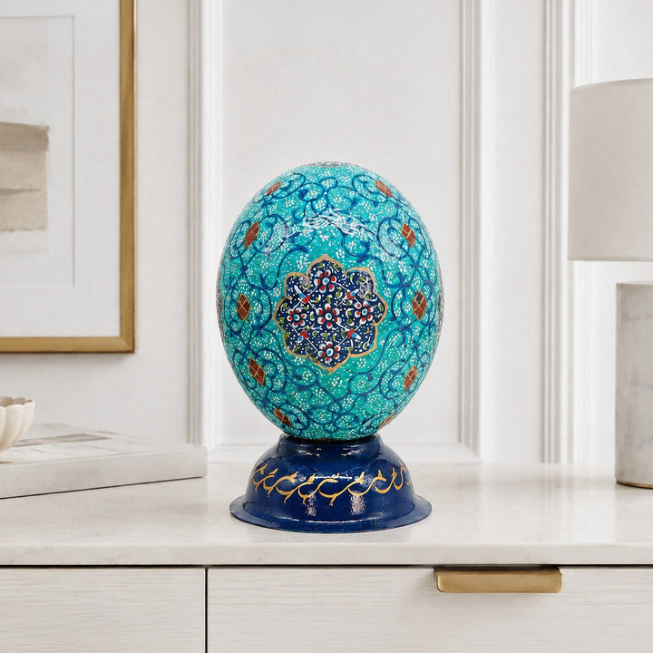 Traditional Motif | Persian Hand-Embellished Ostrich Egg Decor - WAAH014
