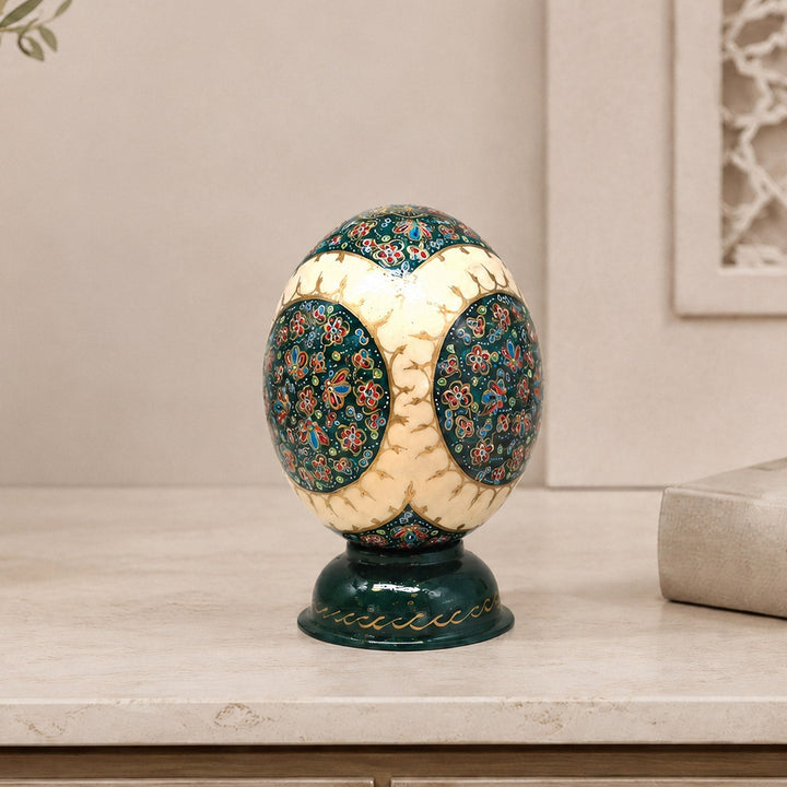Oval Medallion | Persian Hand-Embellished Ostrich Egg Decor - WAAH020