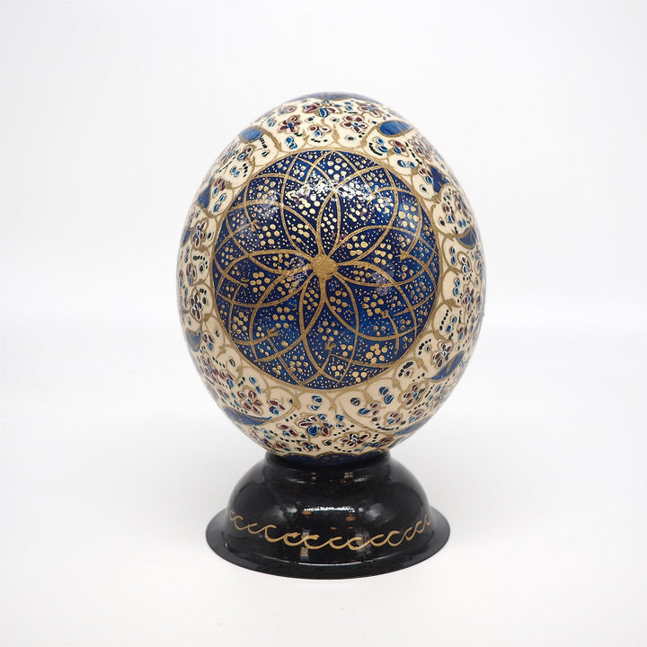 Geometric Medallion | Persian Hand-Embellished Ostrich Egg Decor - WAAH021