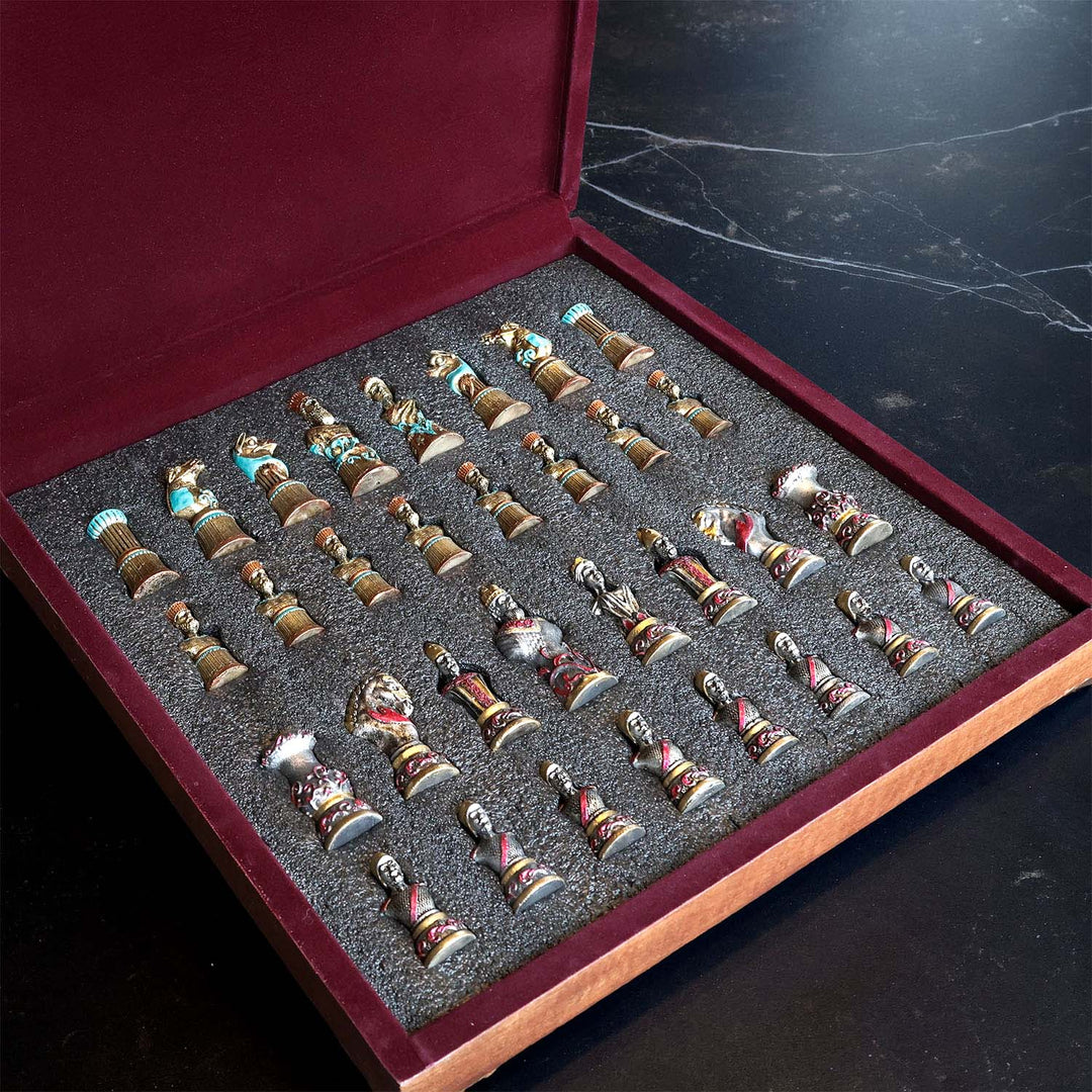 Persian Hand-Embellished Wooden Chess Set - WAAH037