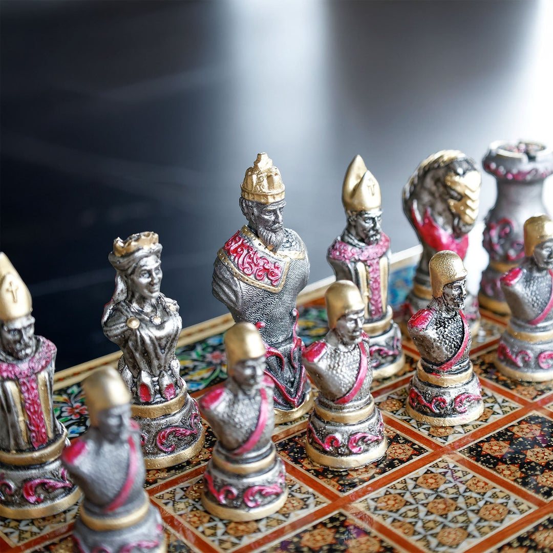 Persian Hand-Embellished Wooden Chess Set - WAAH037