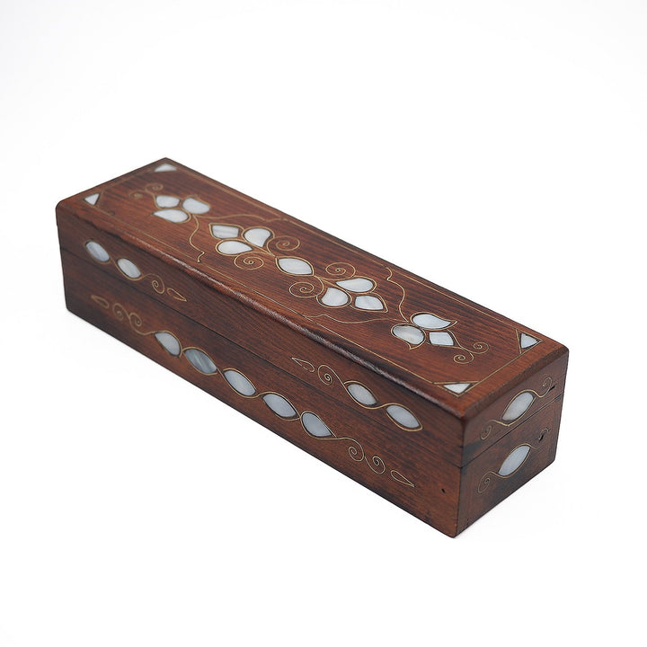 Handcrafted Mother-of-Pearl &amp; Copper Wire Inlaid Long Wooden Box – WAAH044