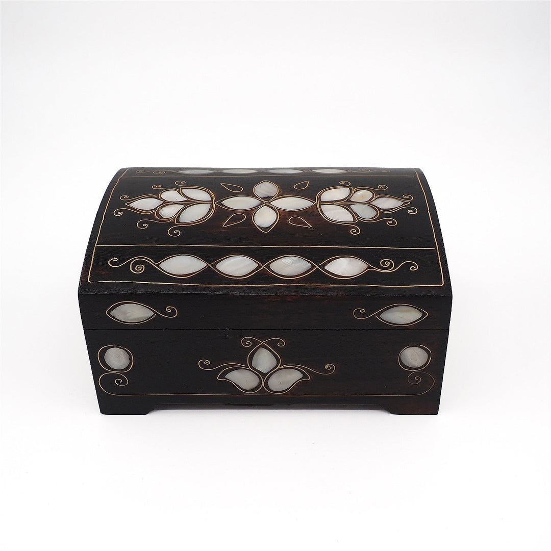 Floral Motif | Handcrafted Mother-of-Pearl &amp; Copper Wire Inlaid Wooden Box – WAAH046