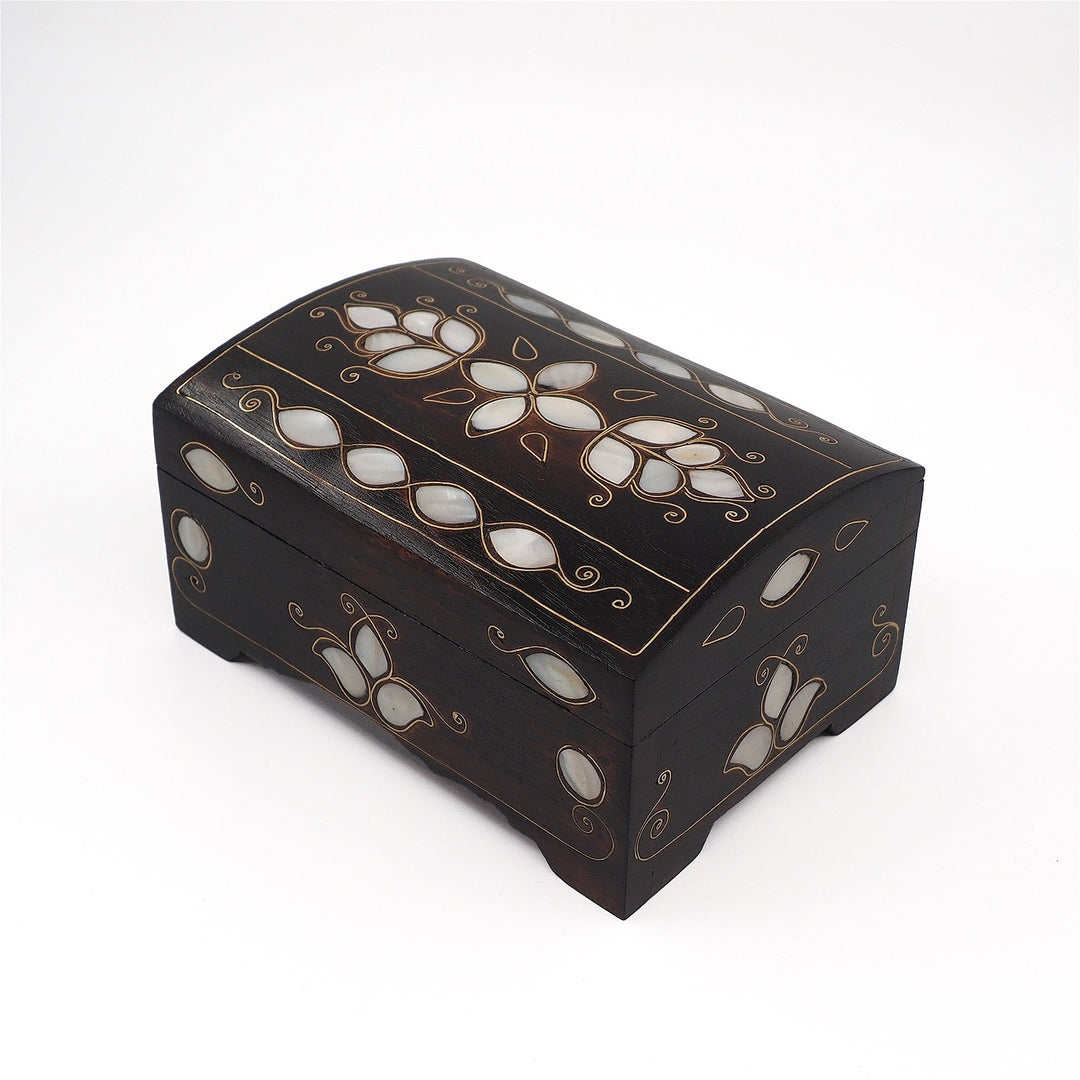 Floral Motif | Handcrafted Mother-of-Pearl &amp; Copper Wire Inlaid Wooden Box – WAAH046