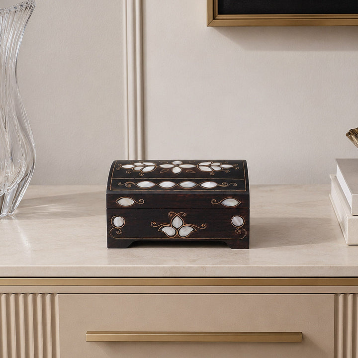 Floral Motif | Handcrafted Mother-of-Pearl &amp; Copper Wire Inlaid Wooden Box – WAAH046