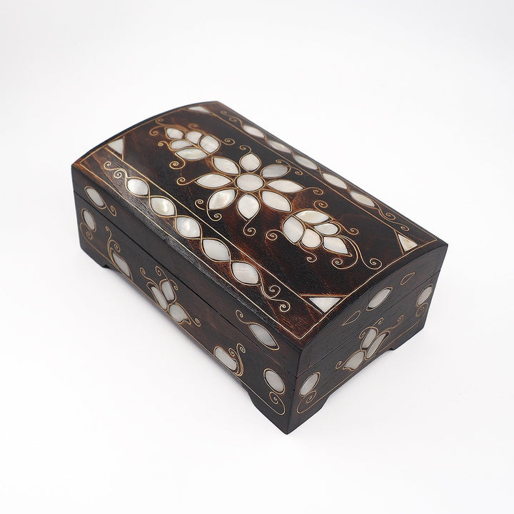 Floral Motif | Handcrafted Mother-of-Pearl &amp; Copper Wire Inlaid Wooden Box – WAAH047