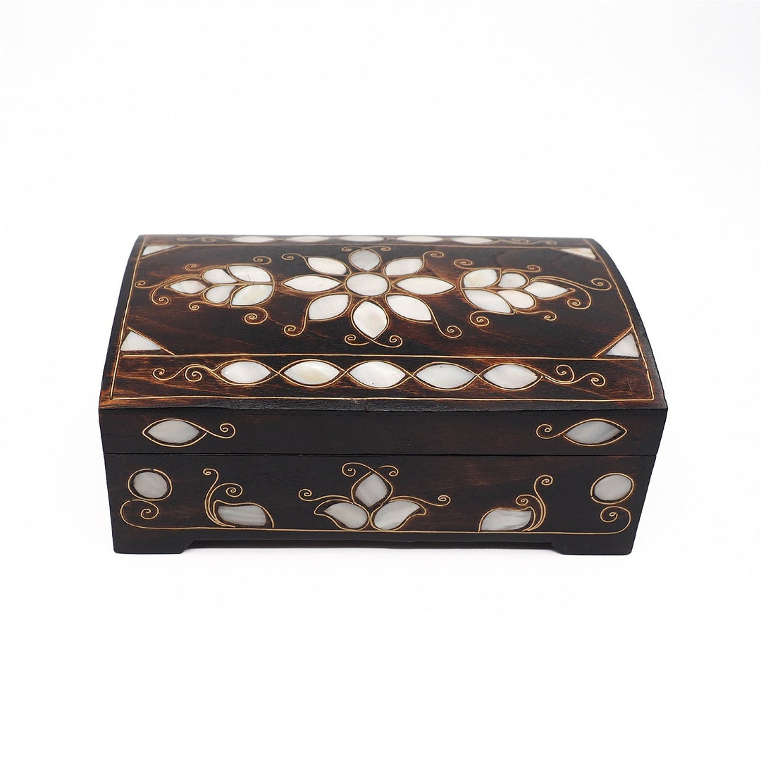 Floral Motif | Handcrafted Mother-of-Pearl &amp; Copper Wire Inlaid Wooden Box – WAAH047