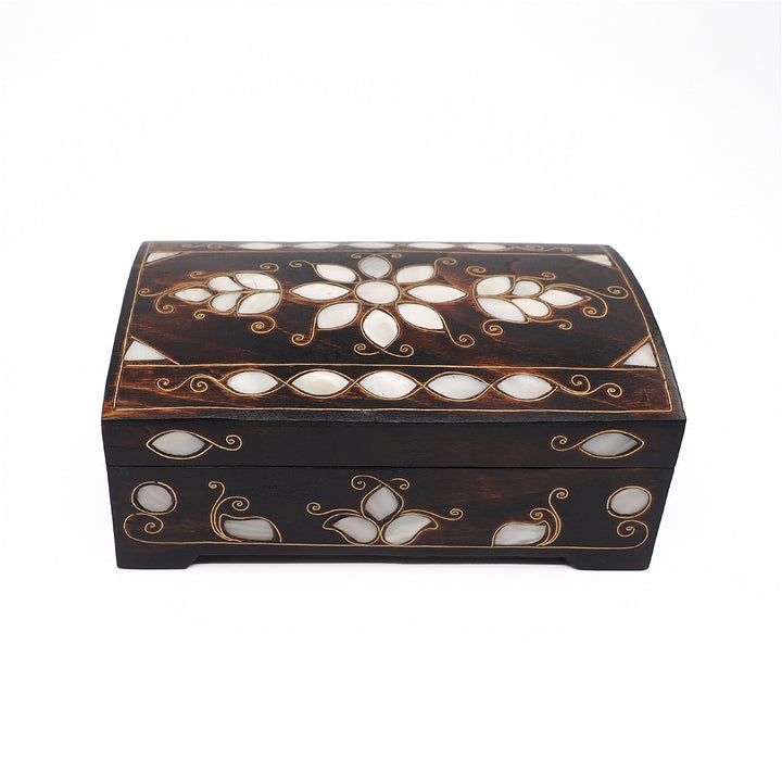 Floral Motif | Handcrafted Mother-of-Pearl &amp; Copper Wire Inlaid Wooden Box – WAAH047