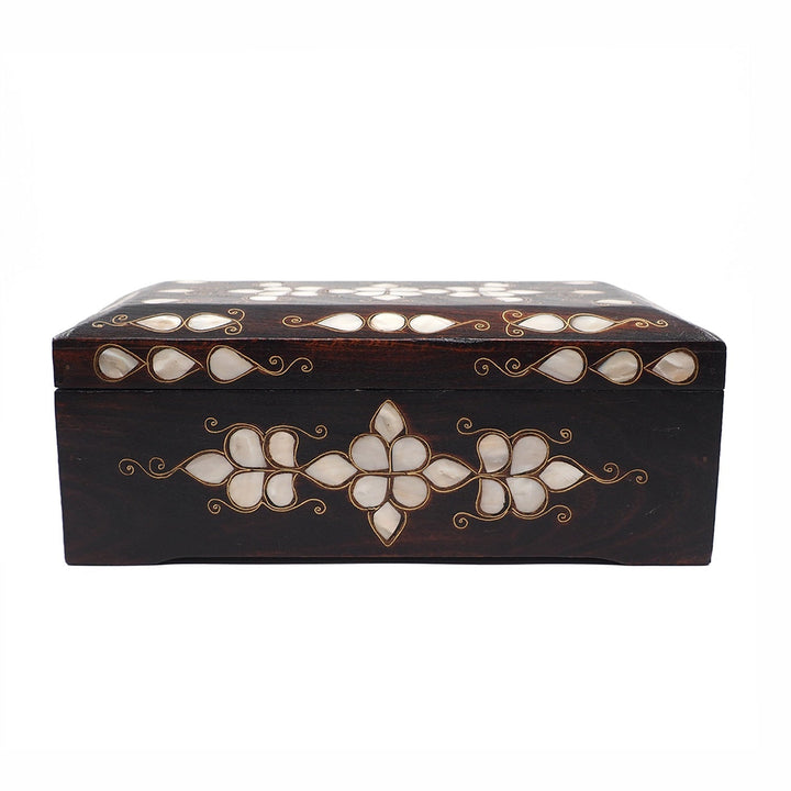 Floral Motif | Handcrafted Mother-of-Pearl &amp; Copper Wire Inlaid Wooden Box – WAAH048