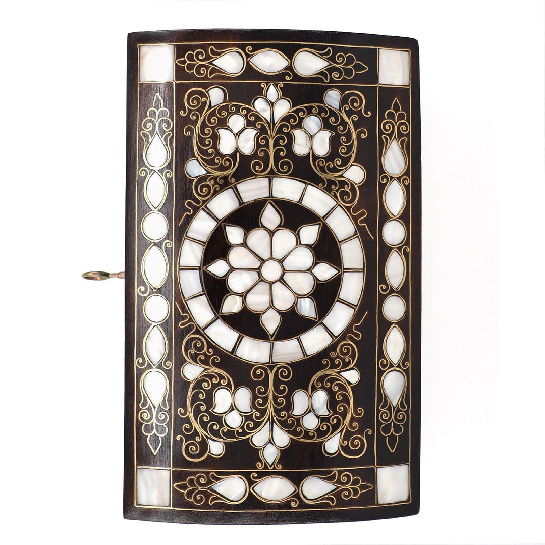 Floral Motif | Handcrafted Mother-of-Pearl &amp; Copper Wire Inlaid Wooden Box – WAAH049