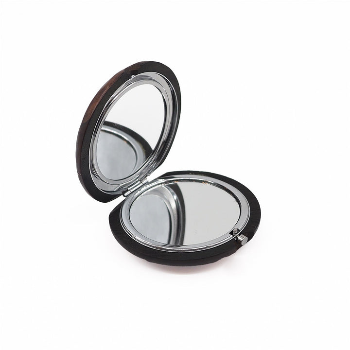 Floral Motif | Handcrafted Mother-of-Pearl &amp; Copper Wire Inlaid Wooden Pocket Mirror – WAAH053