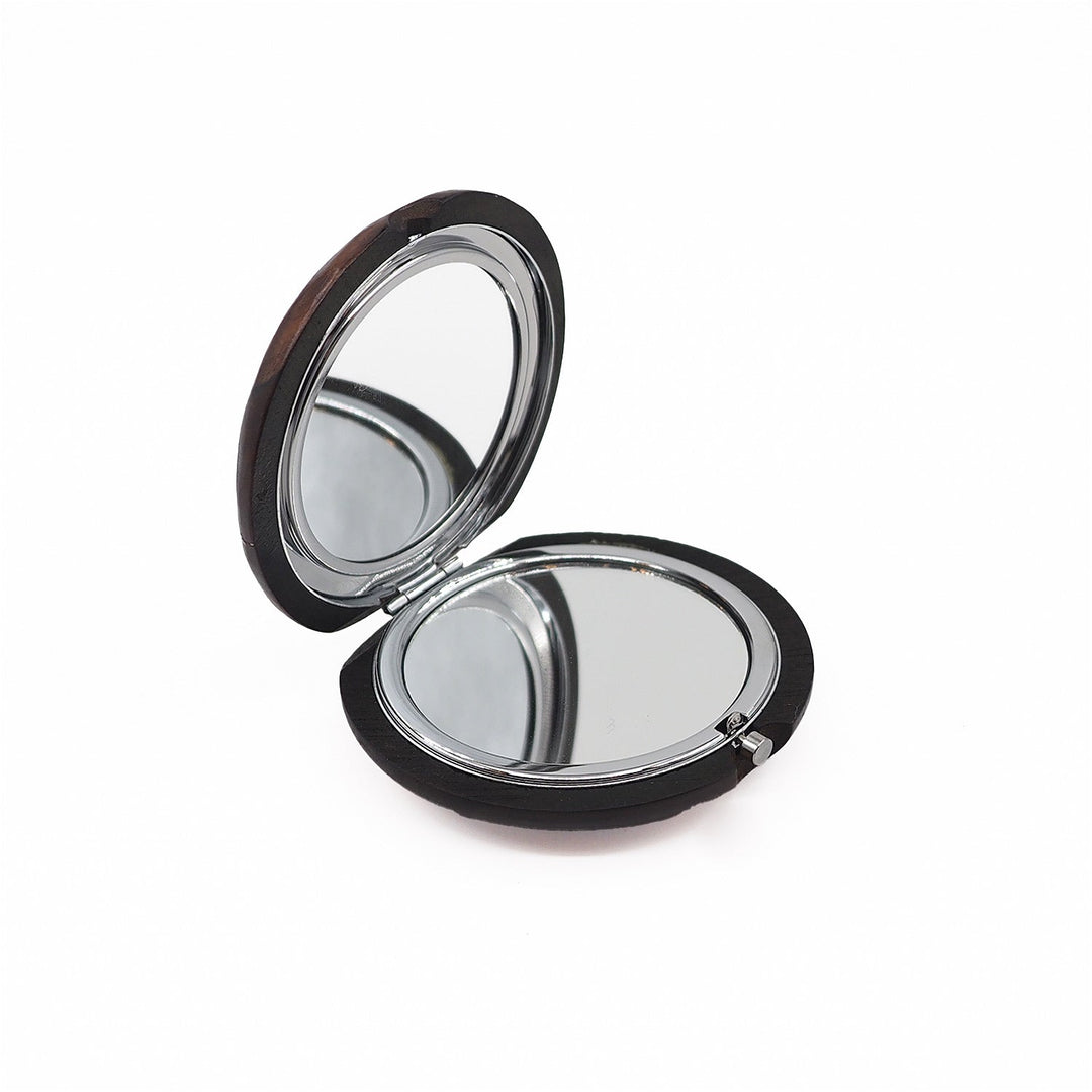 Floral Motif | Handcrafted Mother-of-Pearl &amp; Copper Wire Inlaid Wooden Pocket Mirror – WAAH054