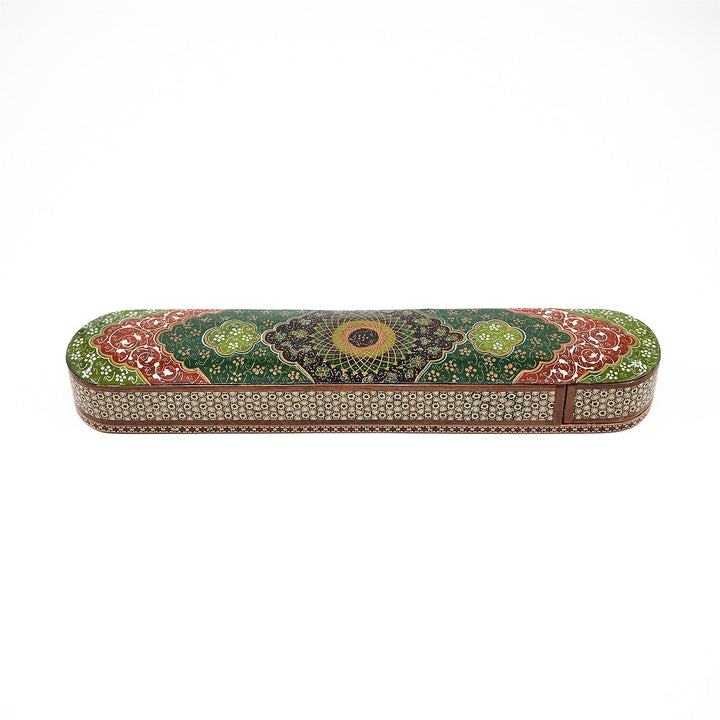 Traditional Motif | Handcrafted Hatem-Inlaid Sliding-Lid Wooden Box - WAAH061