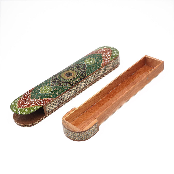 Traditional Motif | Handcrafted Hatem-Inlaid Sliding-Lid Wooden Box - WAAH061