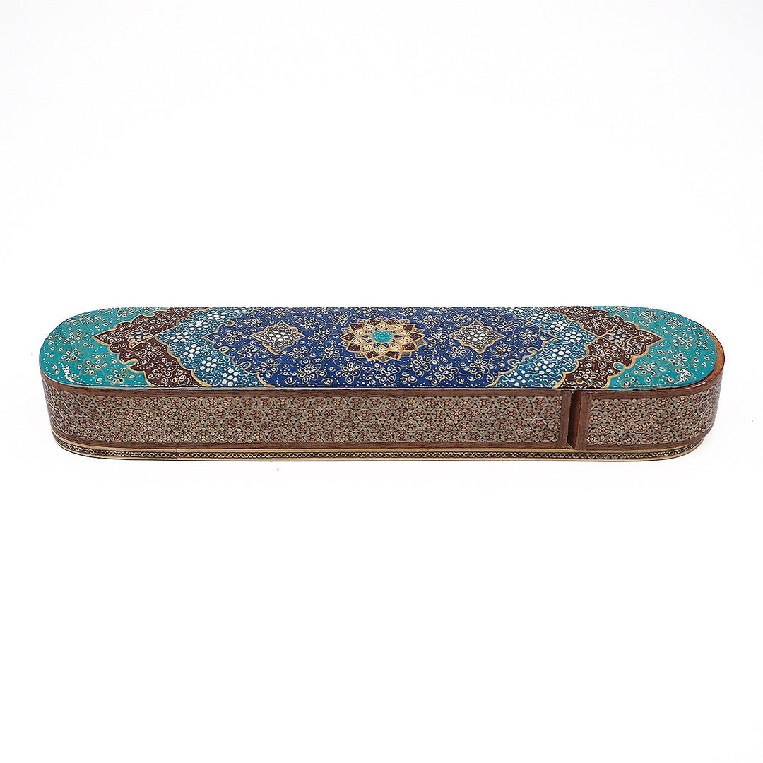 Traditional Motif | Handcrafted Hatem-Inlaid Sliding-Lid Wooden Box - WAAH063