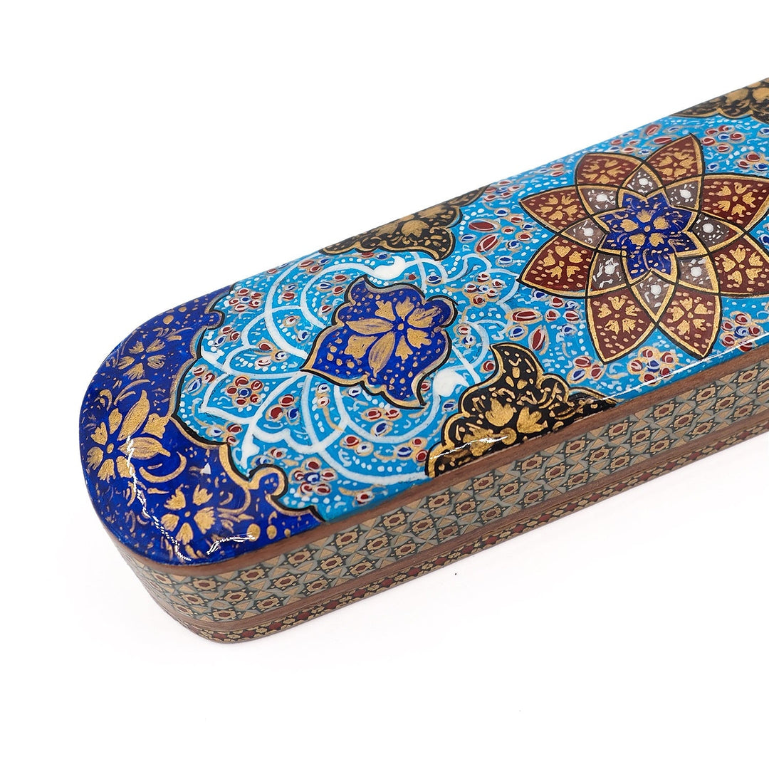 Traditional Motif | Handcrafted Hatem-Inlaid Sliding-Lid Wooden Box - WAAH064