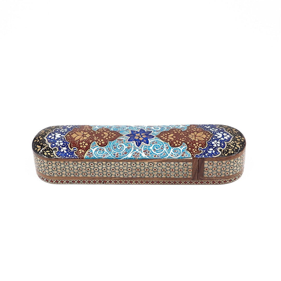 Traditional Motif | Handcrafted Hatem-Inlaid Sliding-Lid Wooden Box - WAAH071