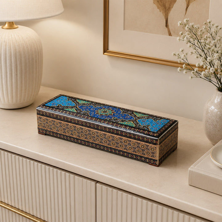 Traditional Motif | Handcrafted Hatem-Inlaid Wooden Box - WAAH081